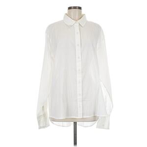 Coniglio White Cotton Long Sleeve Lightweight Button Down OS